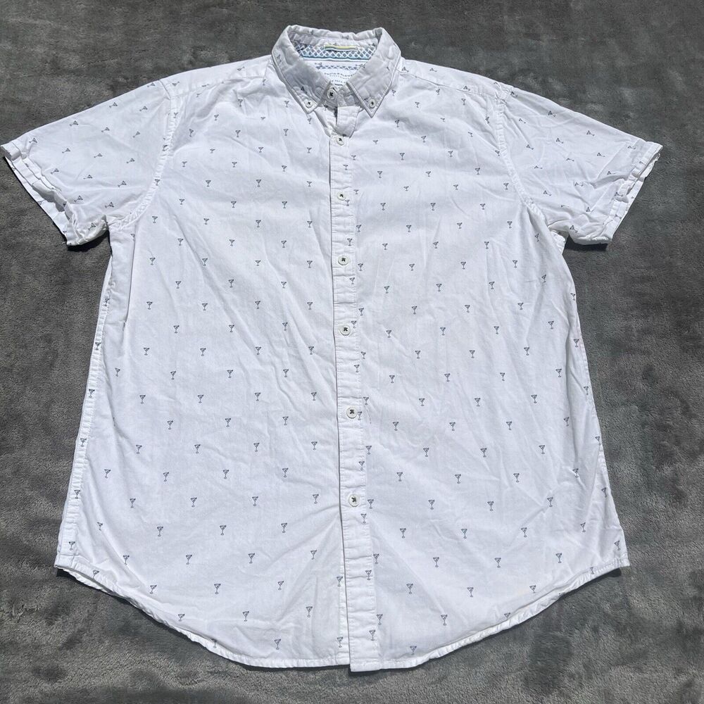 Denim & Flower‎ Men's Shirt Small Short Sleeve Button Up Martini All Over Print